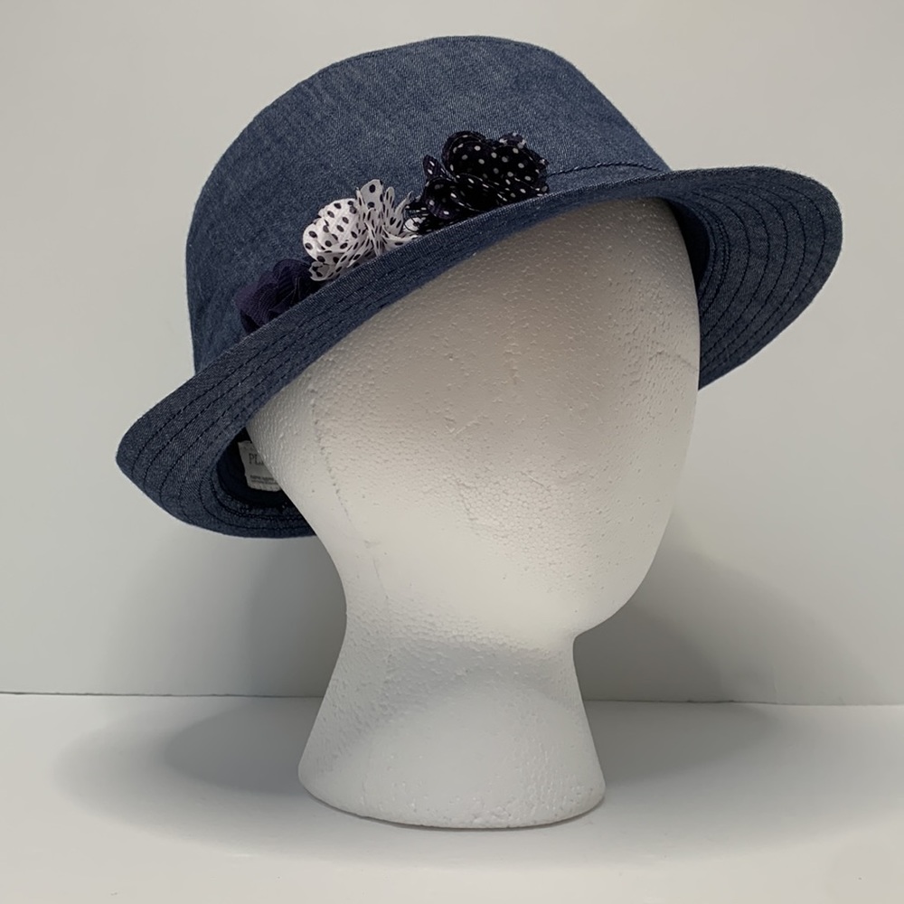 PLACE Blue Chambray Hat with Flowers
